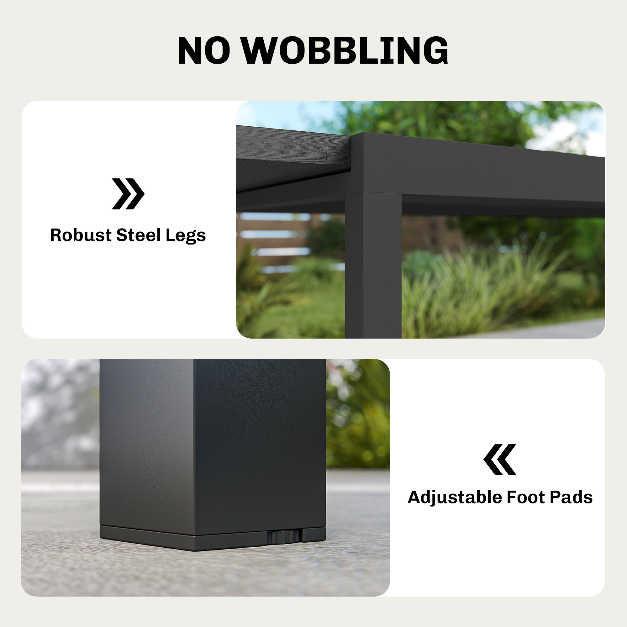 Expandable Patio Dining Table for 8-10 People, 60.6"/84.3" Aluminum Outdoor Dining Table with Adjustable Foot Pads - Image 4