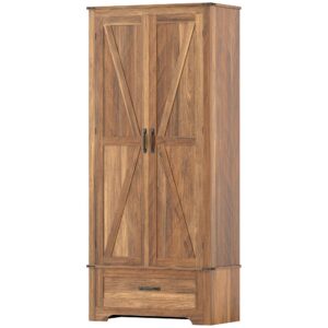 72" Farmhouse Pantry Cabinet with Adjustable Shelves, Kitchen Pantry Cabinet with 2 Doors, Brown