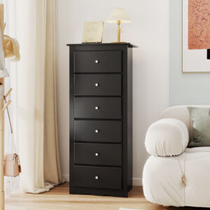 6 Drawers Chest Dresser Clothes Storage Bedroom Furniture Cabinet-Black