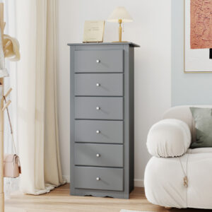 6 Drawers Chest Dresser Clothes Storage Bedroom Furniture Cabinet-Gray