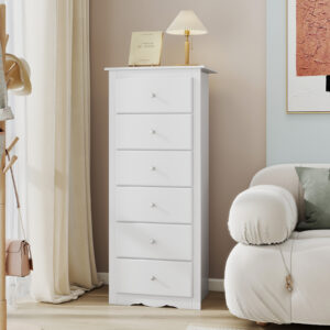 6 Drawers Chest Dresser Clothes Storage Bedroom Furniture Cabinet-White