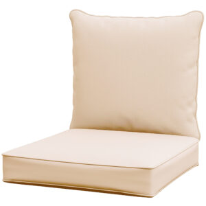 Patio Chair Cushions, Thick Deep Seat Outdoor Seat Cushion with Back Cushion, Beige