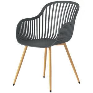 Outdoor Dining Chairs Set of 4, Patio Chairs with Slotted Backrest, Grey