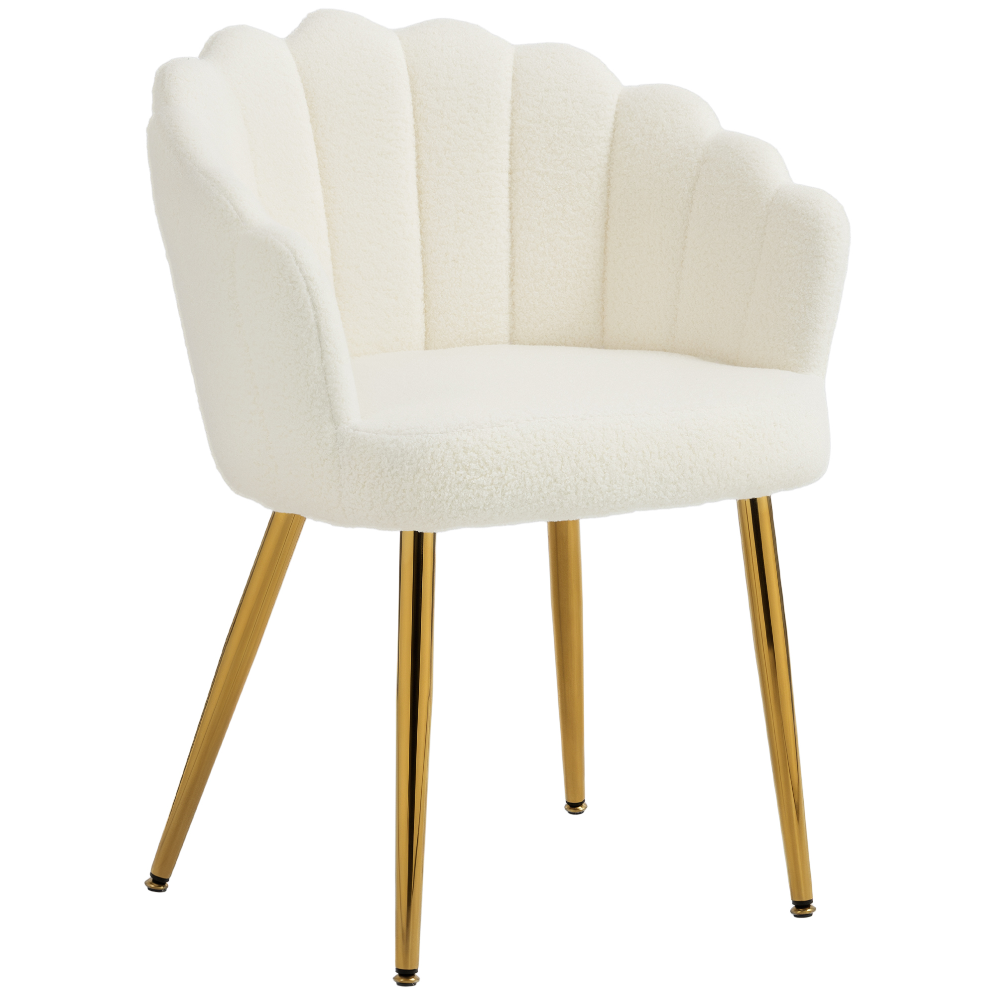 Accent Chair Petal-Back Design Modern Living Room Chair with Metal Legs Cream