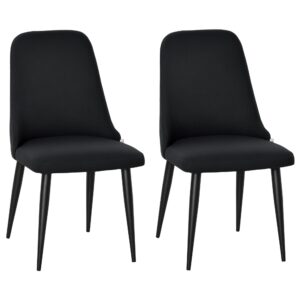 Modern Dining Chair Set of 2, Fabric Upholstered Side Chairs for Kitchen Living Room with Metal Legs, Black