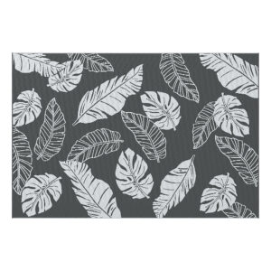 Reversible Outdoor RV Rug, Patio Floor Mat, 6' x 9' Plastic Rug for Backyard, Deck, Beach, Camping, Grey and White
