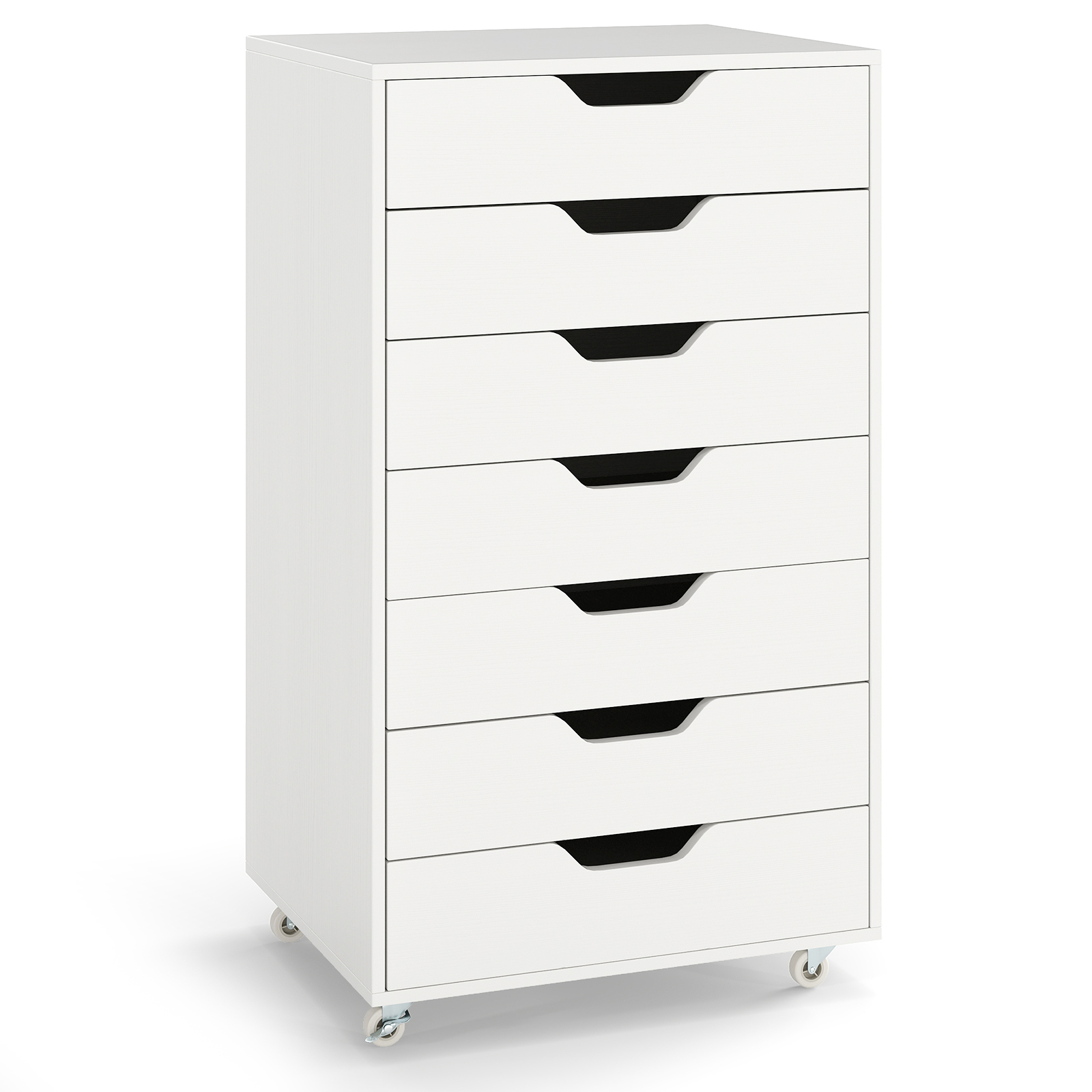 7-Drawer Chest Storage Dresser Floor Cabinet Organizer with Wheels-White - Image 2