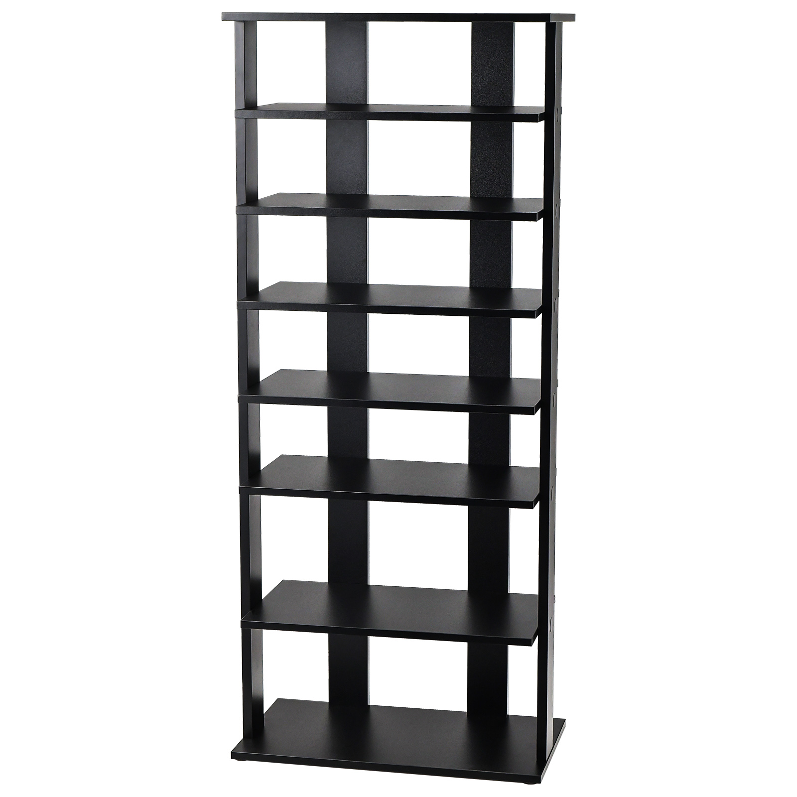 7-Tier Dual Shoe Rack Free Standing Shelves Storage Shelves Concise-Black - Image 3