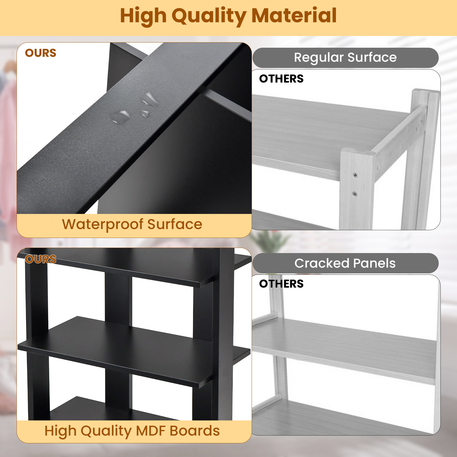 7-Tier Dual Shoe Rack Free Standing Shelves Storage Shelves Concise-Black - Image 6