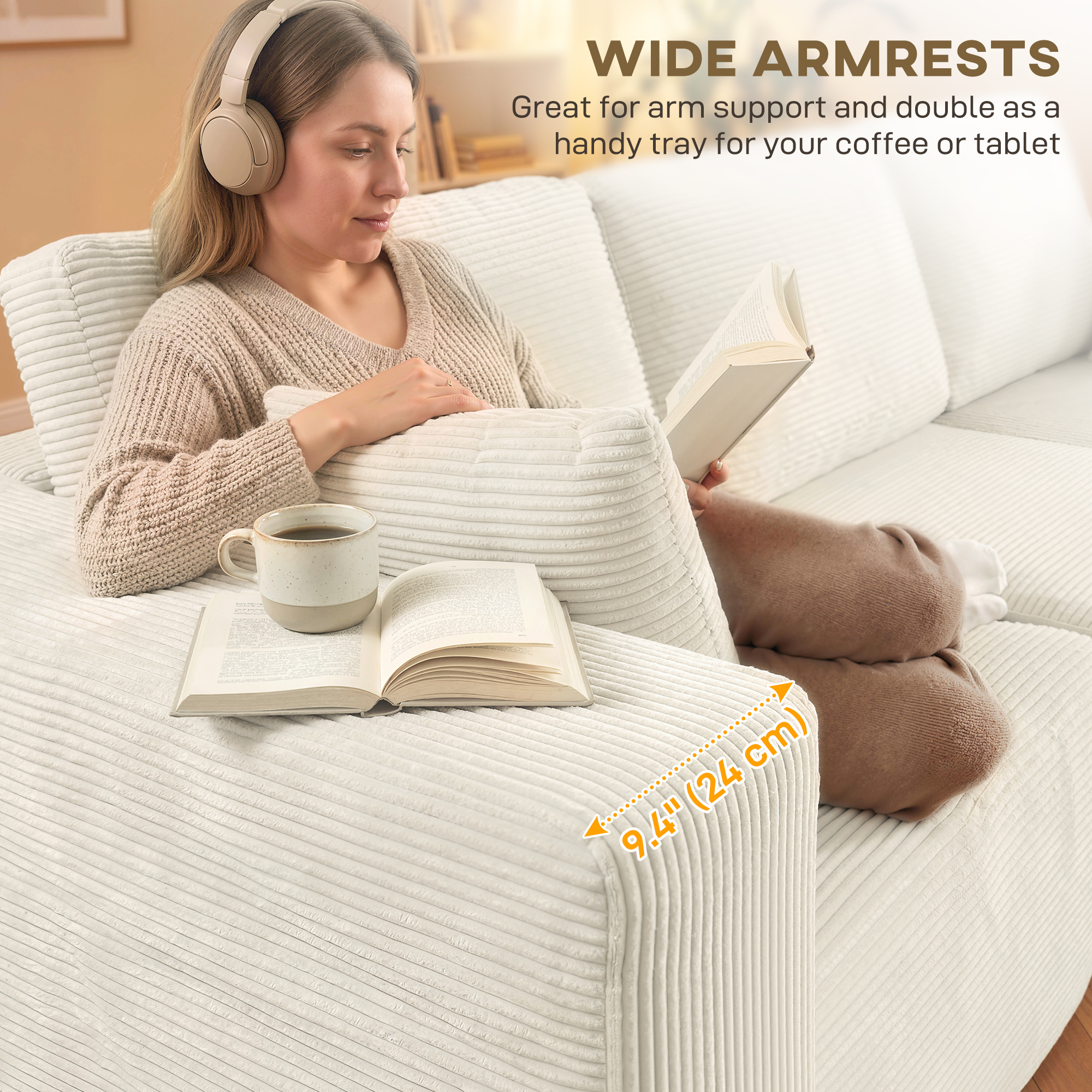 2-in-1 Modular Sectional Sofa, Boneless L Shaped Couch Sofa Bed, Cream White - Image 5