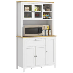 71" 5-Door Kitchen Pantry Cabinet, Freestanding Storage Cabinet Cupboard with Adjustable Shelves, White