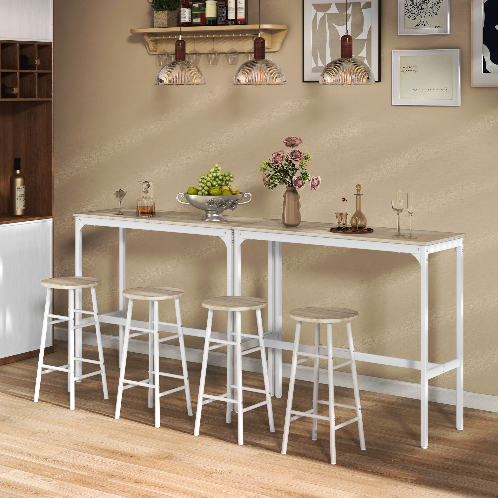 3-Piece Counter Height Bar Table and Chairs, Dining Table and Chairs Set for 2, Pub Table and Chairs - Image 5