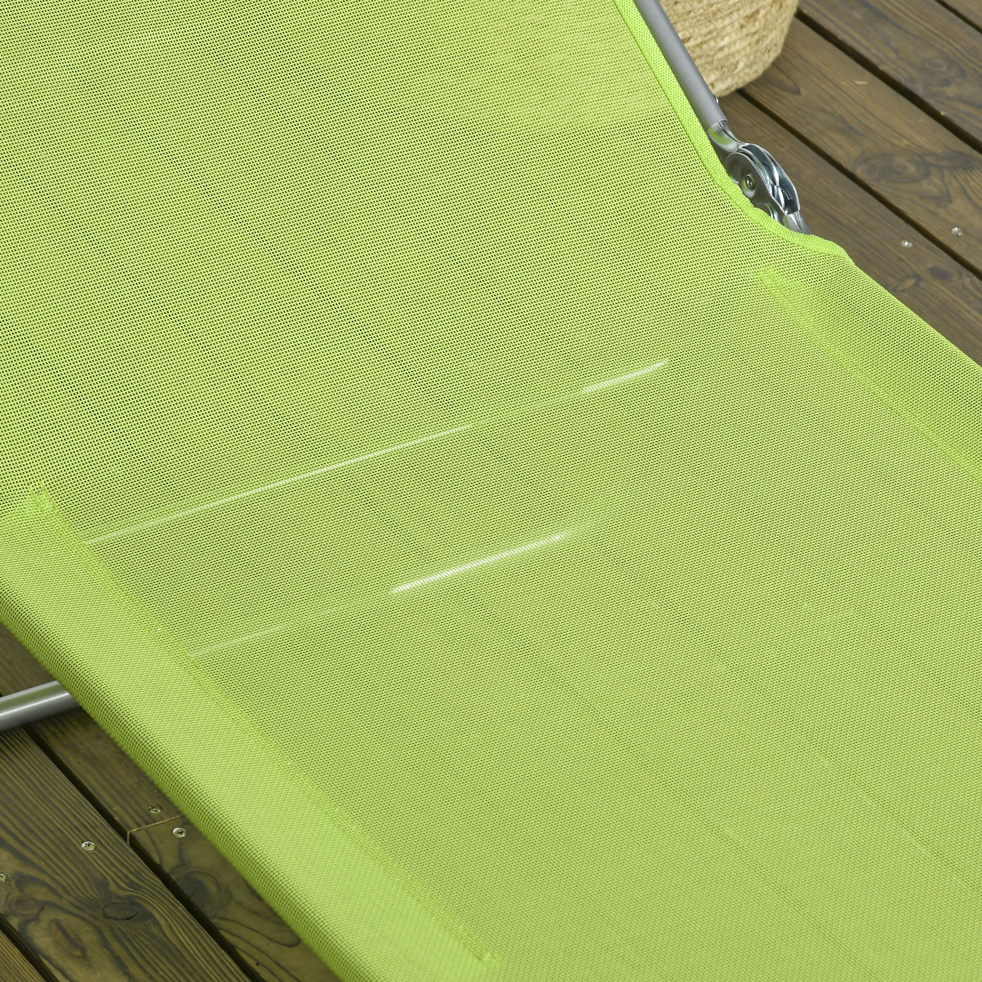 Set of 2 Folding Chaise Lounge Chairs, Outdoor Poolside Sun Tanning Chairs w/ Pillow, Reclining Backrest, Green - Image 5