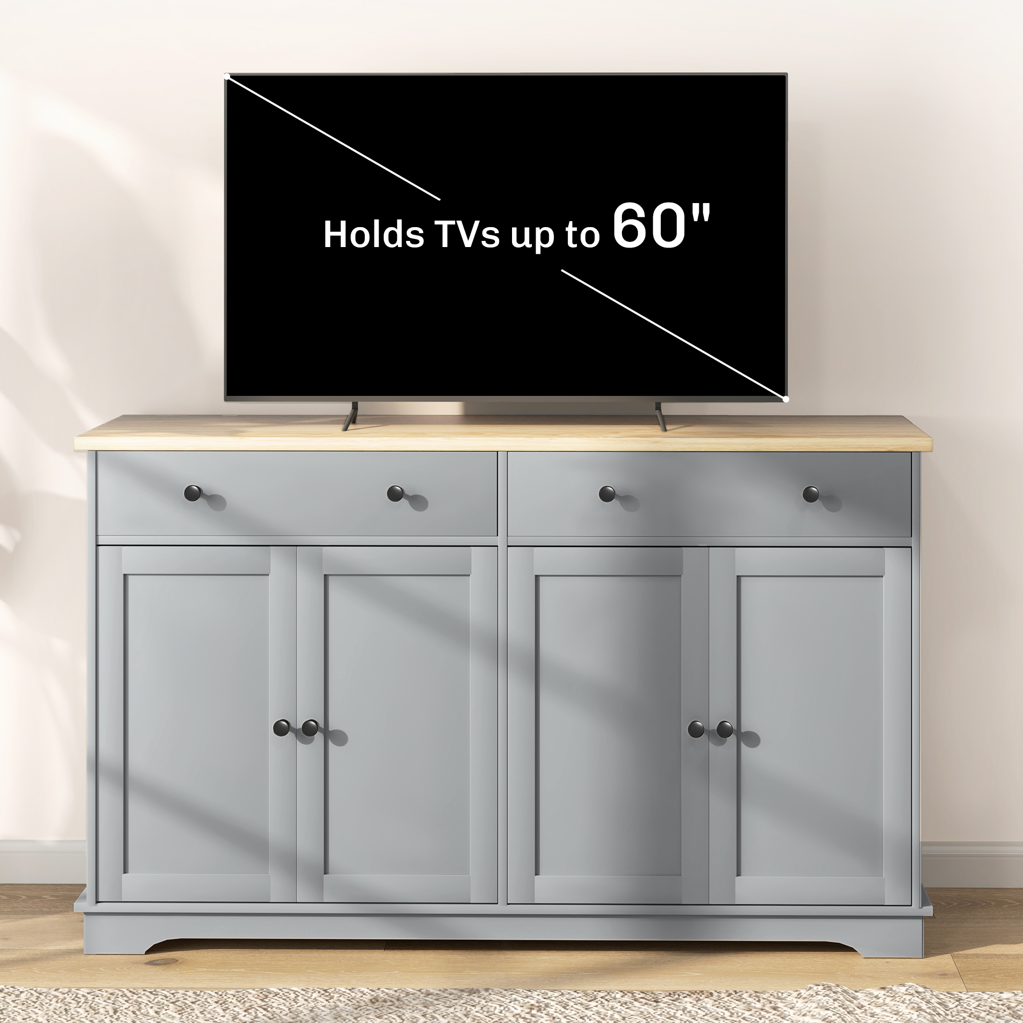 Modern Sideboard, Buffet Cabinet with Storage Drawers, Adjustable Shelves for Living Room, Dining Room, Entryway, Grey - Image 4