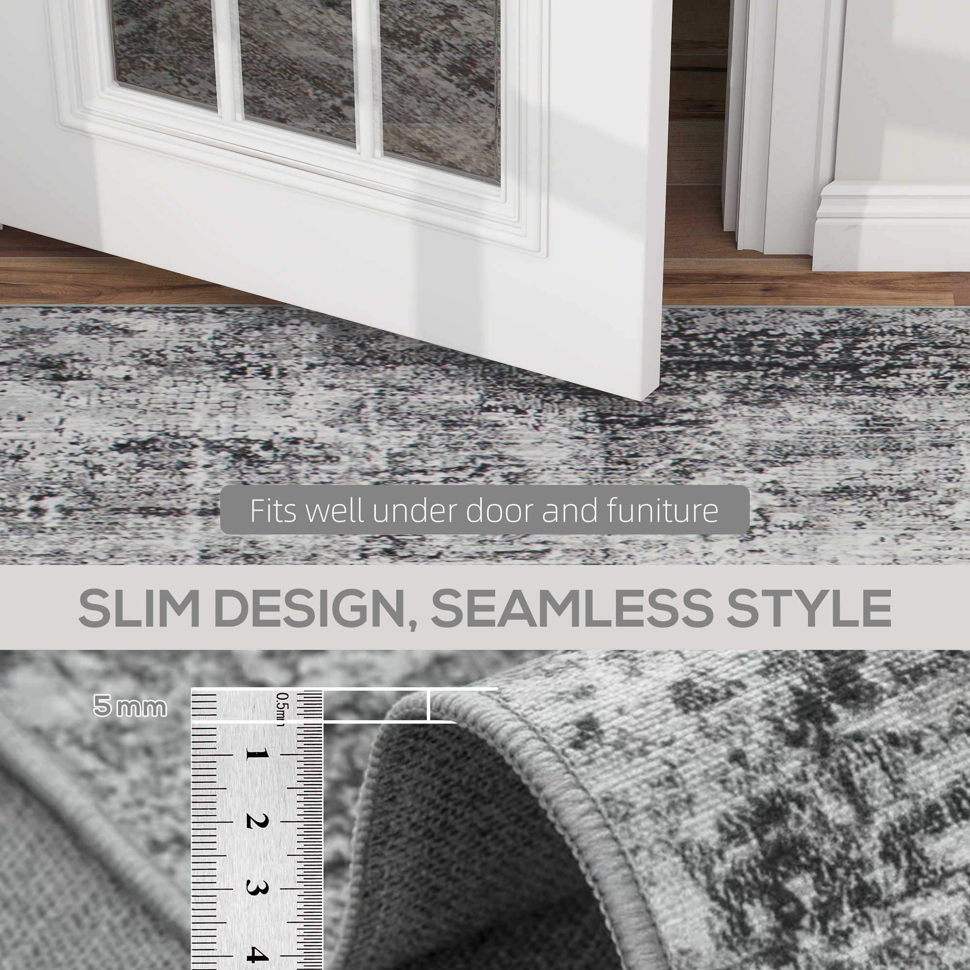 Area Rug for Living Room 5x7, Modern Abstract Machine Washable Rug, Non-Slip Carpet for Bedroom, Dining Room, Grey - Image 5