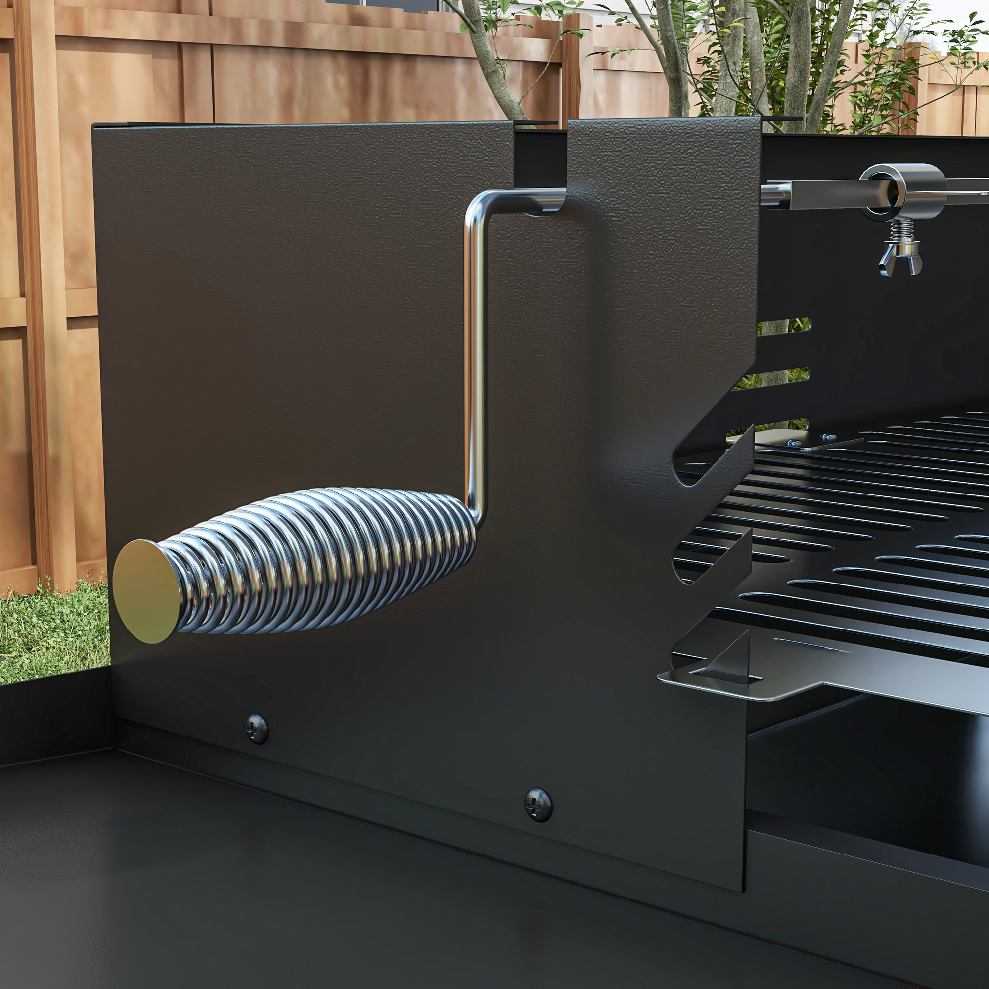 BBQ Rotisserie Grill Charcoal, Split Roaster for Chicken Turkey, 3-Level Grill Grate, Storage Shelves, Stainless Steel - Image 6