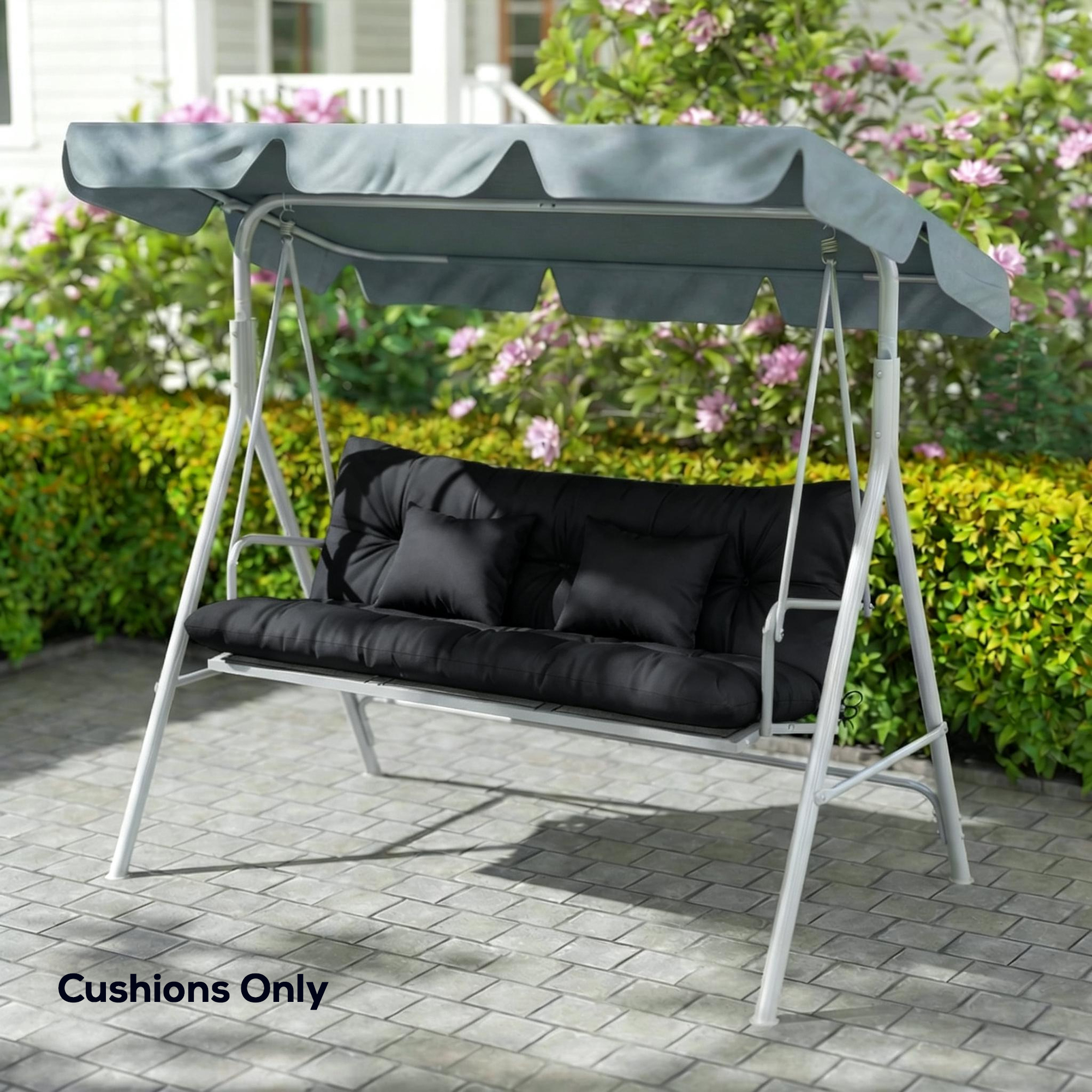 4-Piece Back and Seat Cushion Pillows Replacement and Pillows, Patio Chair Cushions Set with Ties, Black - Image 5