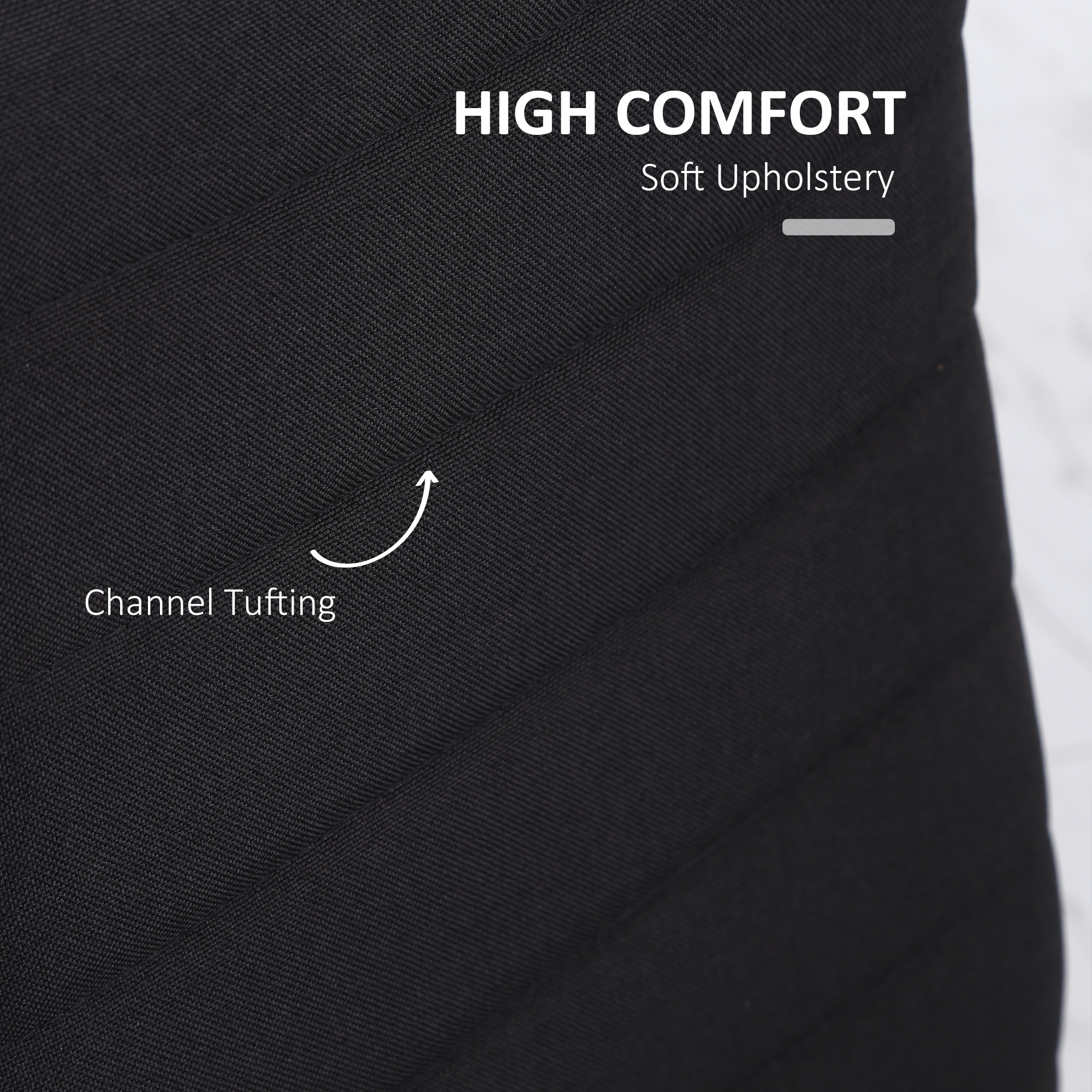 Modern Dining Chairs High Back Upholstered Linen Fabric with Metal Legs for Kitchen Black - Image 3
