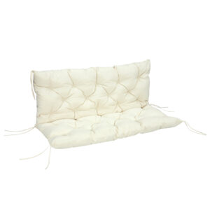 2 Seater Garden Bench Cushion, Soft Thick Outdoor Non-Slip 2 Seater Soft Pad With Backrest for Garden Patio, 52" x 43" x 4", Beige