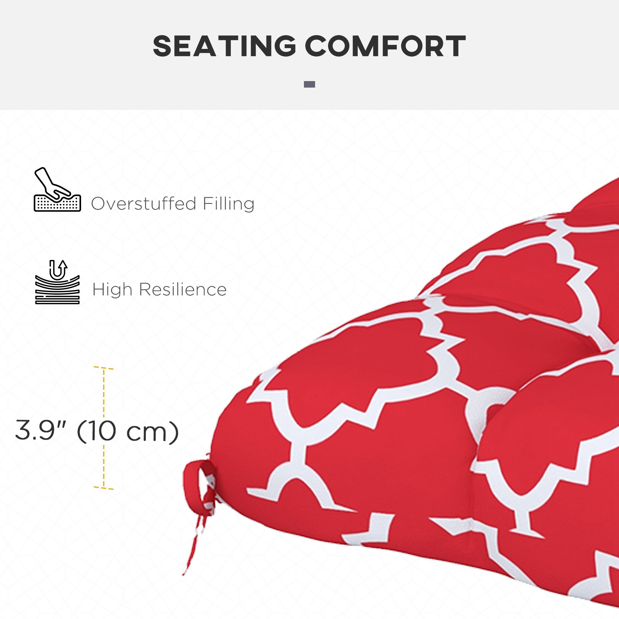 4-Piece Seat Cushion Pillows Replacement, Patio Chair Cushions Set with Ties for Indoor Outdoor - Image 4