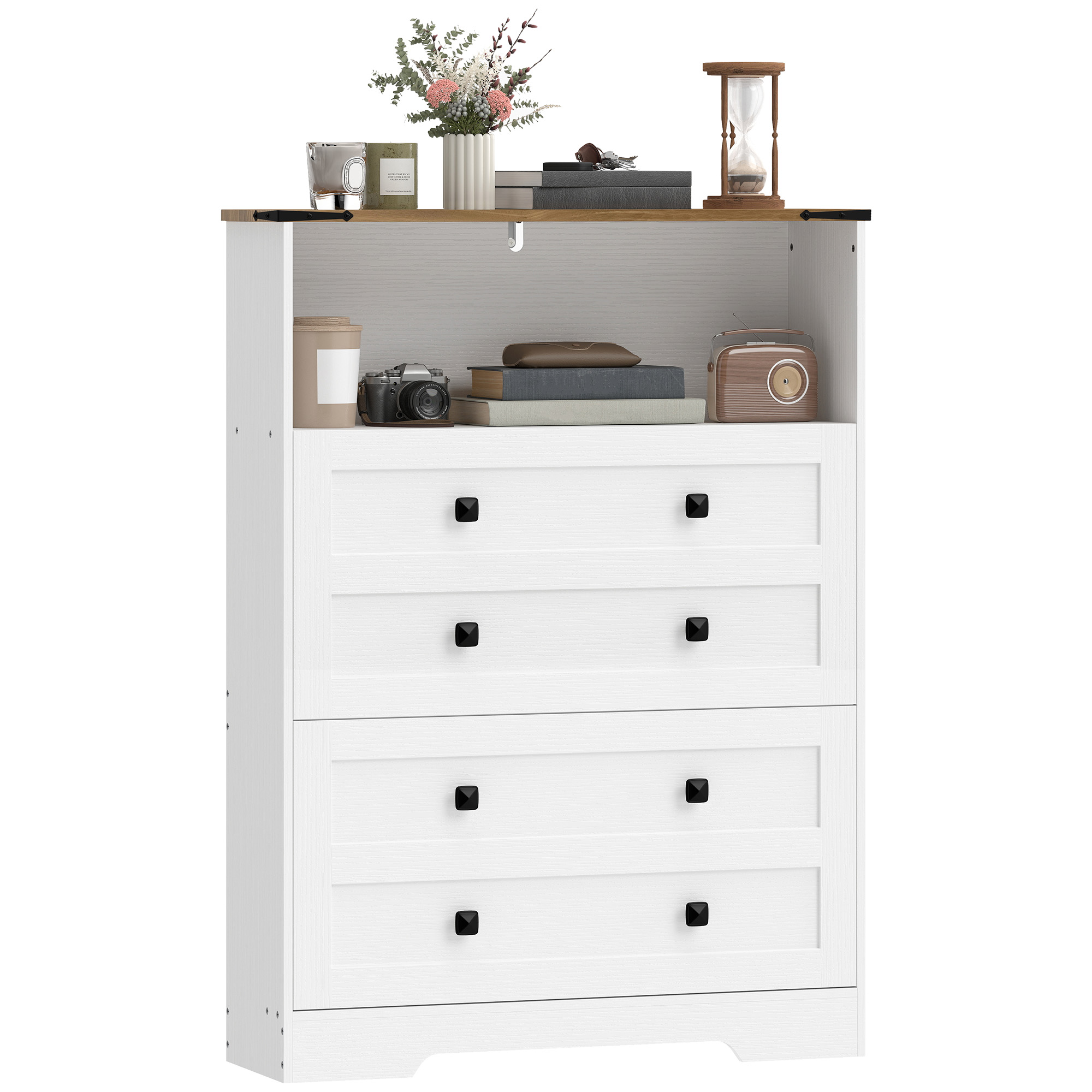 Shoe Cabinet with 2 Flip Drawers, Narrow Shoe Storage Cabinet, White