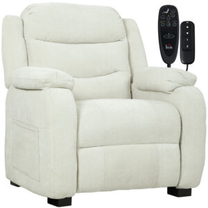 Massage Recliner Chair, Power Recliner with Quiet Brushless Motor, Remote, Pockets, 2 Memory Positions, Beige