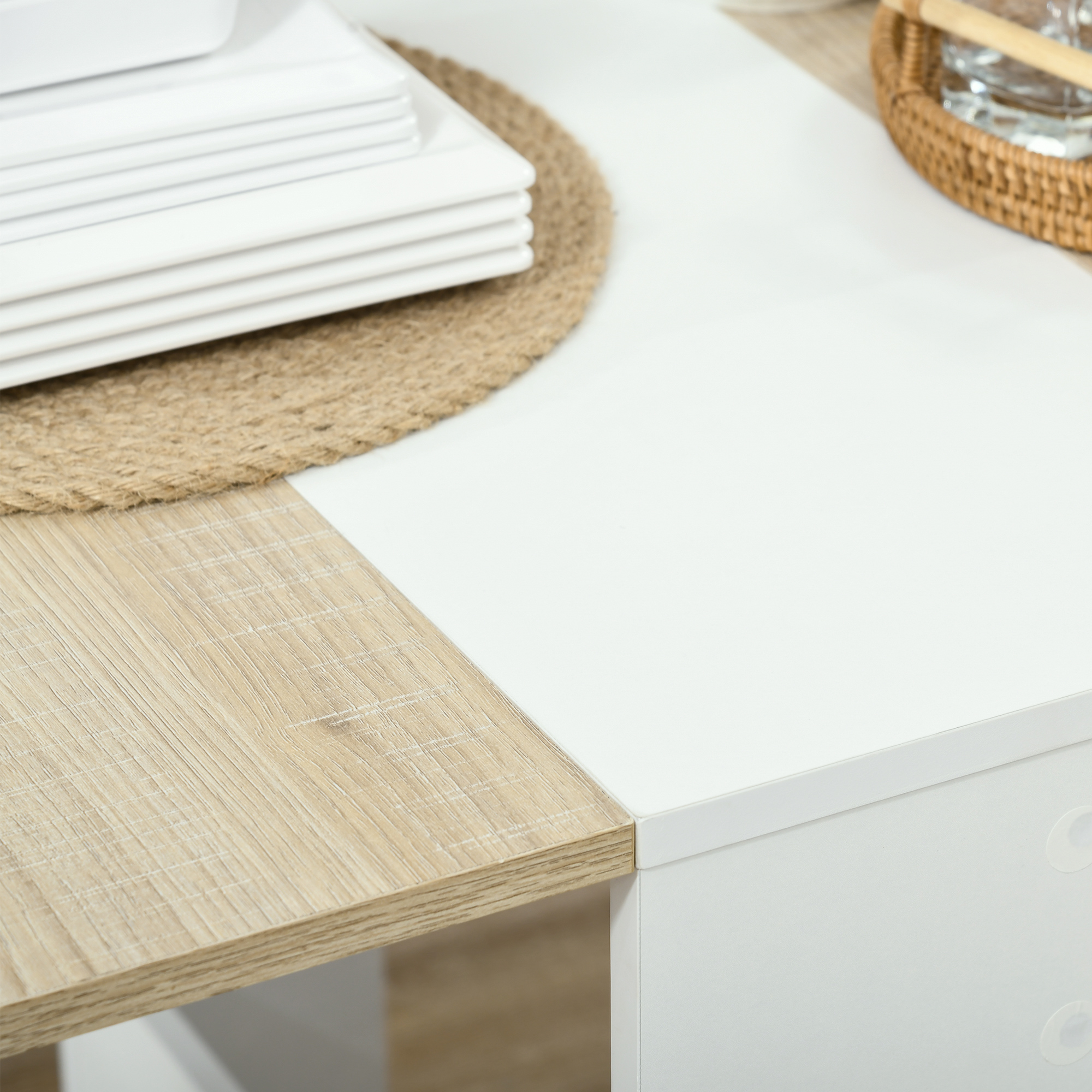 Drop Leaf Dining Table Wood Folding Table Multi-Use Side Table Dining Desk Space Saving Table, White/Oak - Image 6
