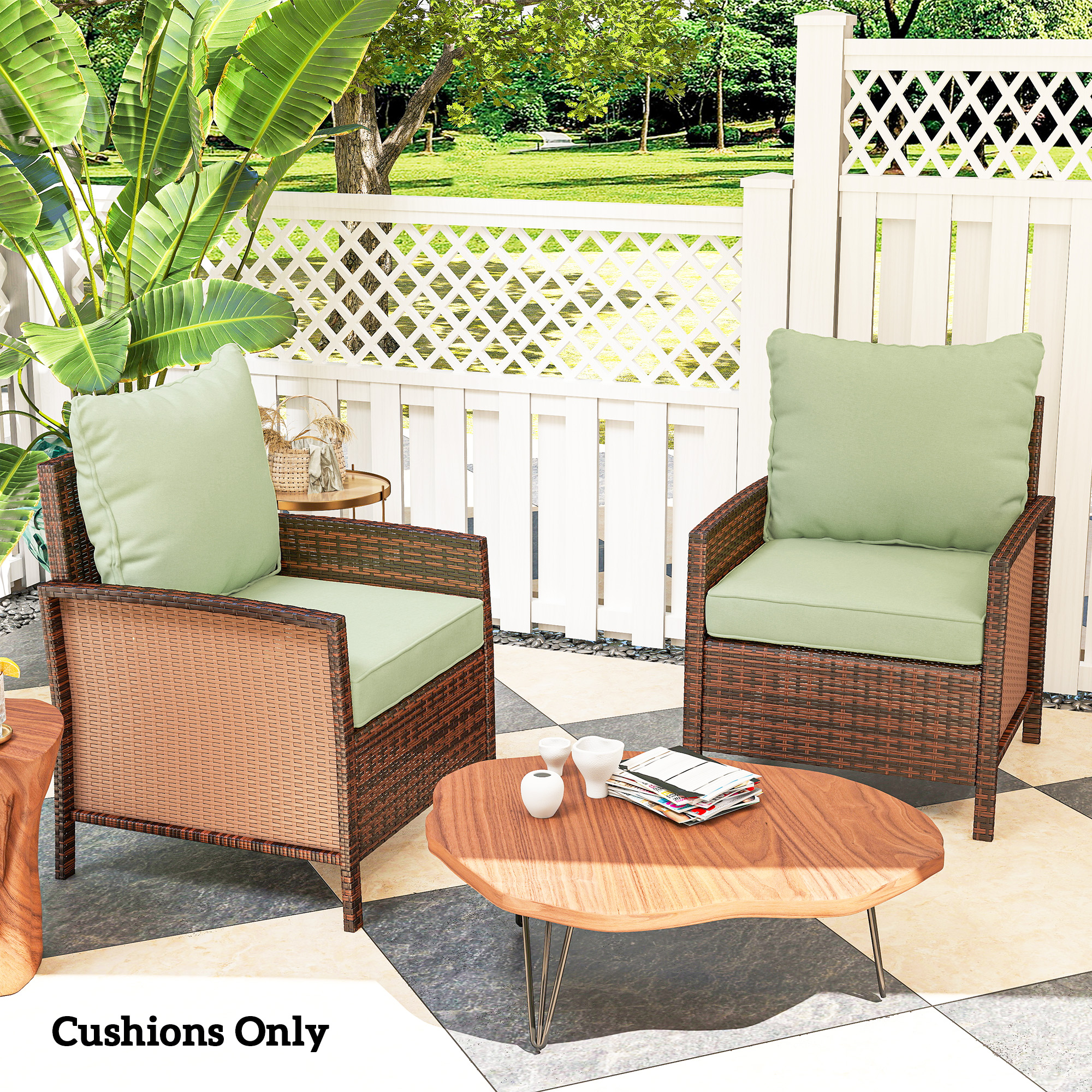 4-Piece Seat Cushion Pillows Replacement, Patio Chair Cushions Set with Back for Indoor Outdoor, Green - Image 5