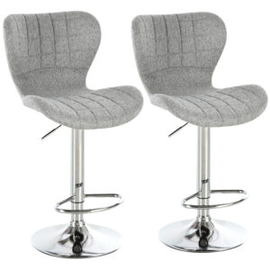 Set of 2 Counter Height Bar Stools Swivel Stool Height Adjustable Bar Chairs with Footrest for Kitchen Dining Home Pub, Grey