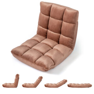 Adjustable 14-position Cushioned Floor Chair-Beige