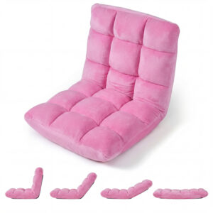 Adjustable 14-position Cushioned Floor Chair-Pink