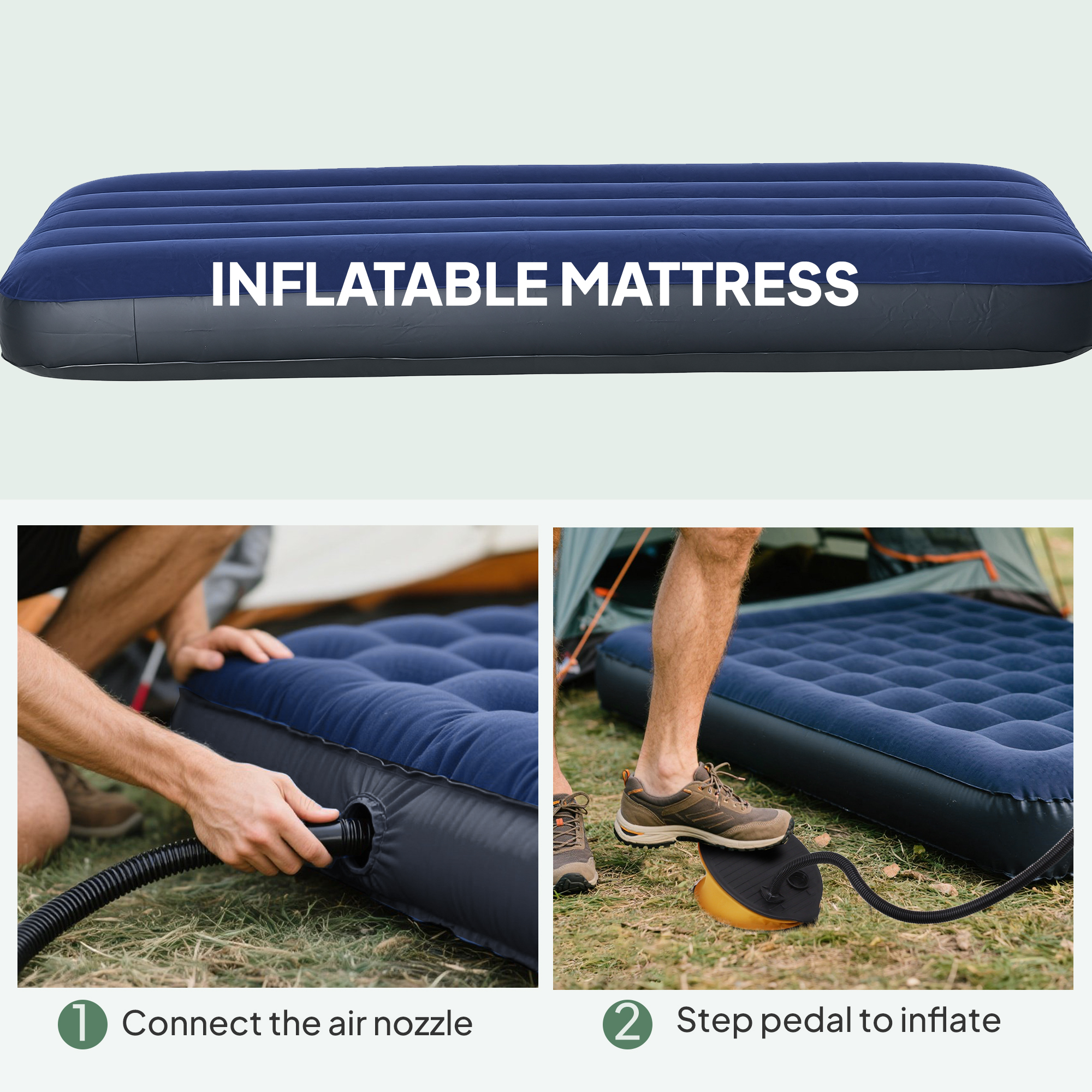 4-in-1 Camping Cot Tent, 1-Person Off-Ground Bed with Air Mattress, Sleeping Bag & Pillow, Elevated Camping Shelter for Adults - Image 5