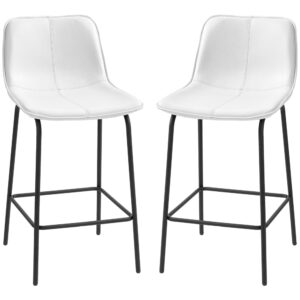 Bar Stools Set of 2, Upholstered Counter Height Bar Chairs, Kitchen Stools with Steel Legs