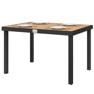 Aluminum Outdoor Dining Table for 6, Patio Rectangular Table, 47.2" x 35.4" x 29.1", Natural