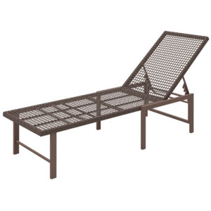 Wicker Outdoor Lounge Chair, Rattan Reclining Patio Lounger Tanning Chair with Adjustable Back, Brown