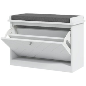 Shoe Storage with Seat, Upholstered Hallway Bench, Shoe Bench with Flip Drawer, Adjustable Shelf for 4-6 Pairs of Shoes
