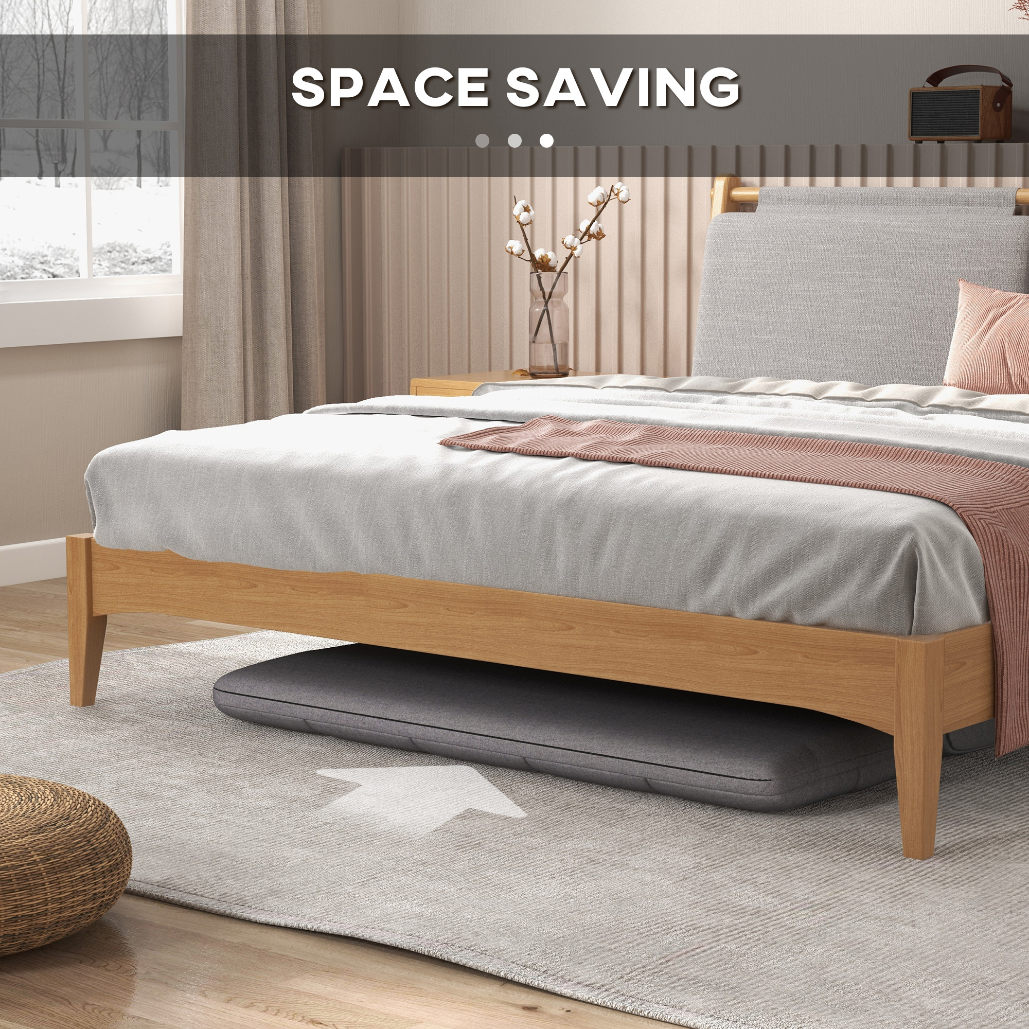51" Folding Floor Sofa, Foldable 2-Seater Lazy Sofa Sleeper Bed, Adjustable Linen Floor Couch with 9-position Backrest, 2 Pillows and Wide Seat for Living Room, Grey - Image 5