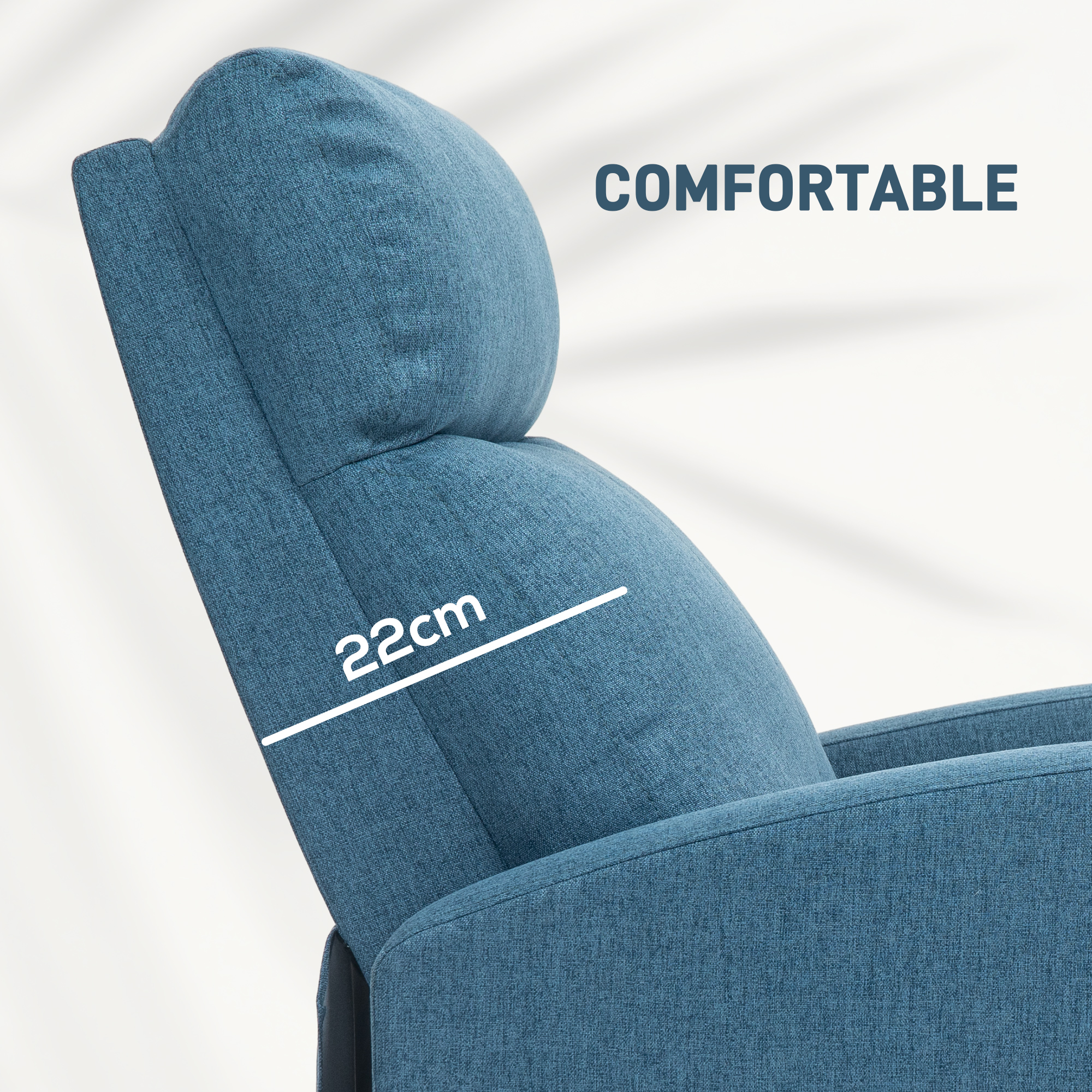 Fabric Recliner Chair Manual Home Theater Seating Single Reclining Sofa Chair with Padded Seat for Living Room, Blue - Image 3