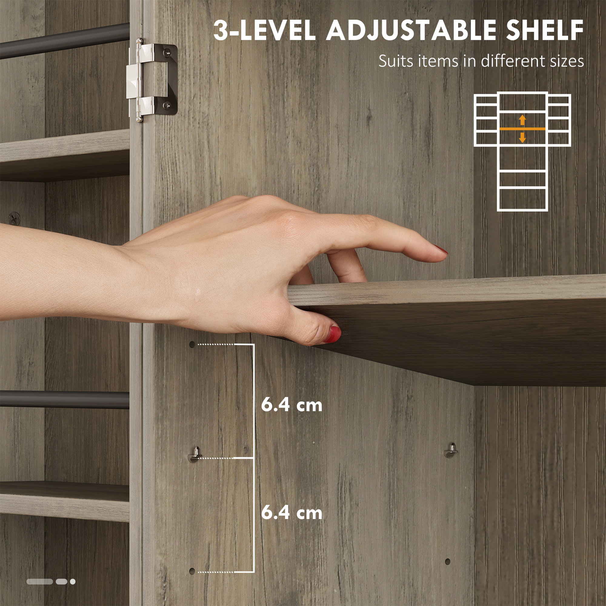 72" Kitchen Pantry Cabinet, Farmhouse Storage Cabinet with 4 Doors, Drawer, 8 Door Shelves and Adjustable Shelf, Grey - Image 3