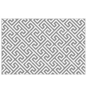 Reversible Outdoor RV Rug, Patio Floor Mat, 5' x 8' Plastic Straw Rug for Backyard, Deck, Beach, Camping, Grey & White