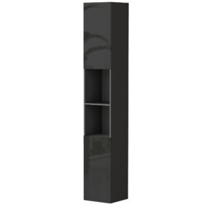 Tall Bathroom Cabinet, High Gloss Storage Cabinet with Doors and Adjustable Shelves, 11.8" x 11.8" x 71.5", Black