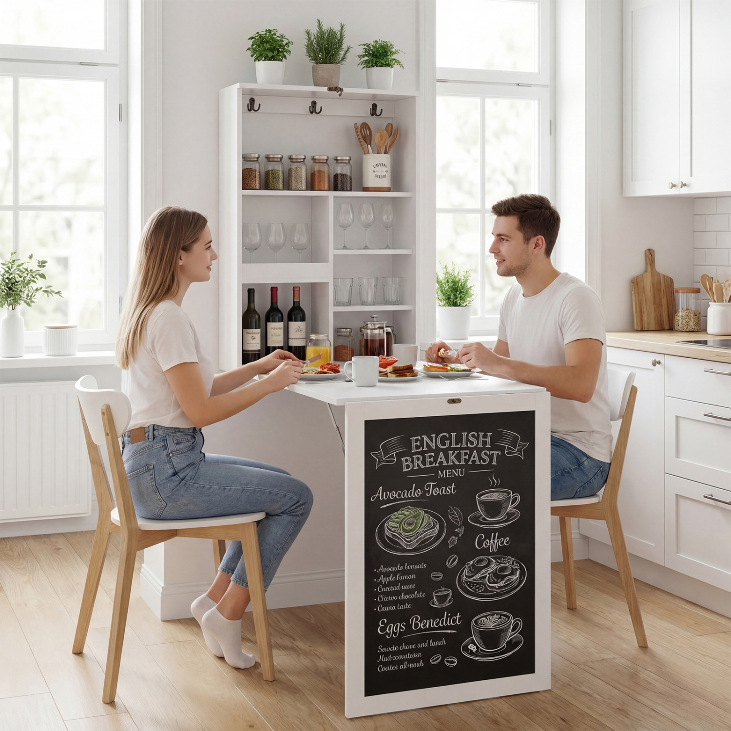 Convertible Wall Mounted Table with A Chalkboard-White - Image 5