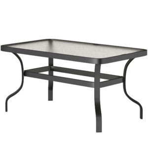 37" Patio Coffee Table with Tempered Glass Top, Outdoor Coffee Table with Metal Frame, Black