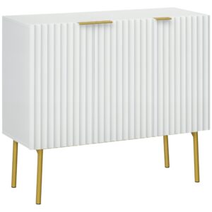Modern Storage Cabinet Sideboard Buffet Cabinet with Gold Legs for Living Room Dining Room Hallway White