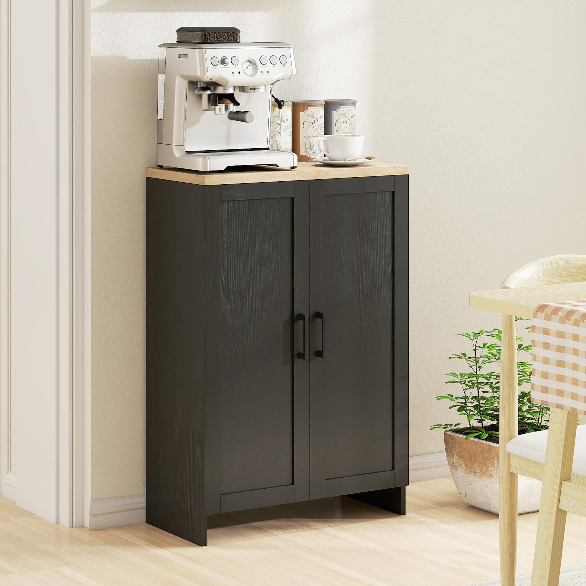 Modern Storage Cabinet with Doors and Adjustable Shelf for Kitchen, Living room, 23.6" x 11.8" x 35.4", Black - Image 6