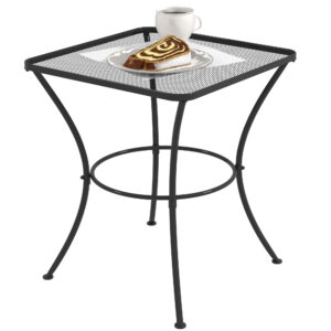 Square Garden Metal Bistro Table Outdoor Patio Coffee Side Desk 23.6" x 23.6" x 27.6" Black