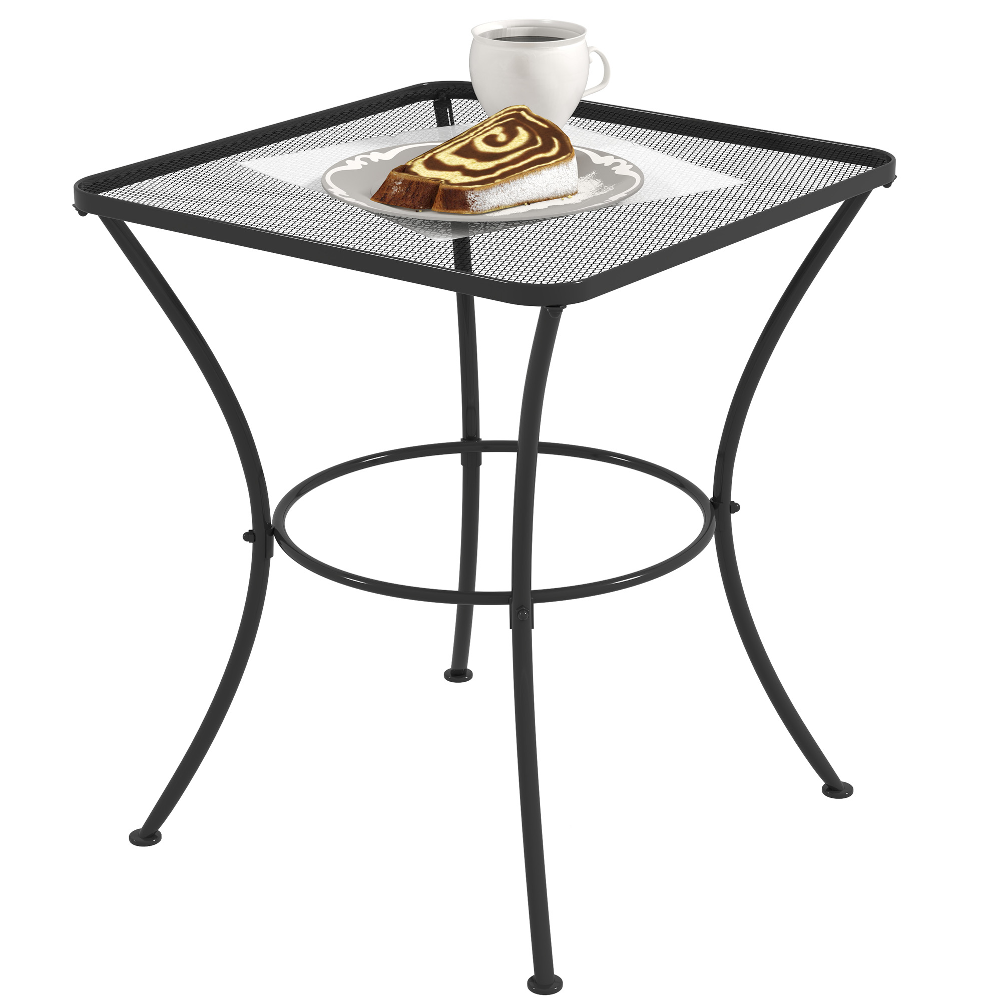 Square Garden Metal Bistro Table Outdoor Patio Coffee Side Desk 23.6" x 23.6" x 27.6" Black
