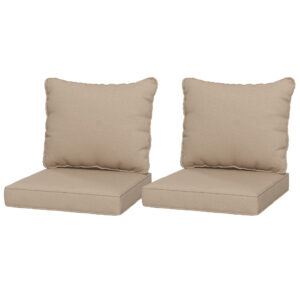 4-Piece Seat Cushion Pillows Replacement, Patio Chair Cushions Set with Back for Indoor Outdoor, Beige
