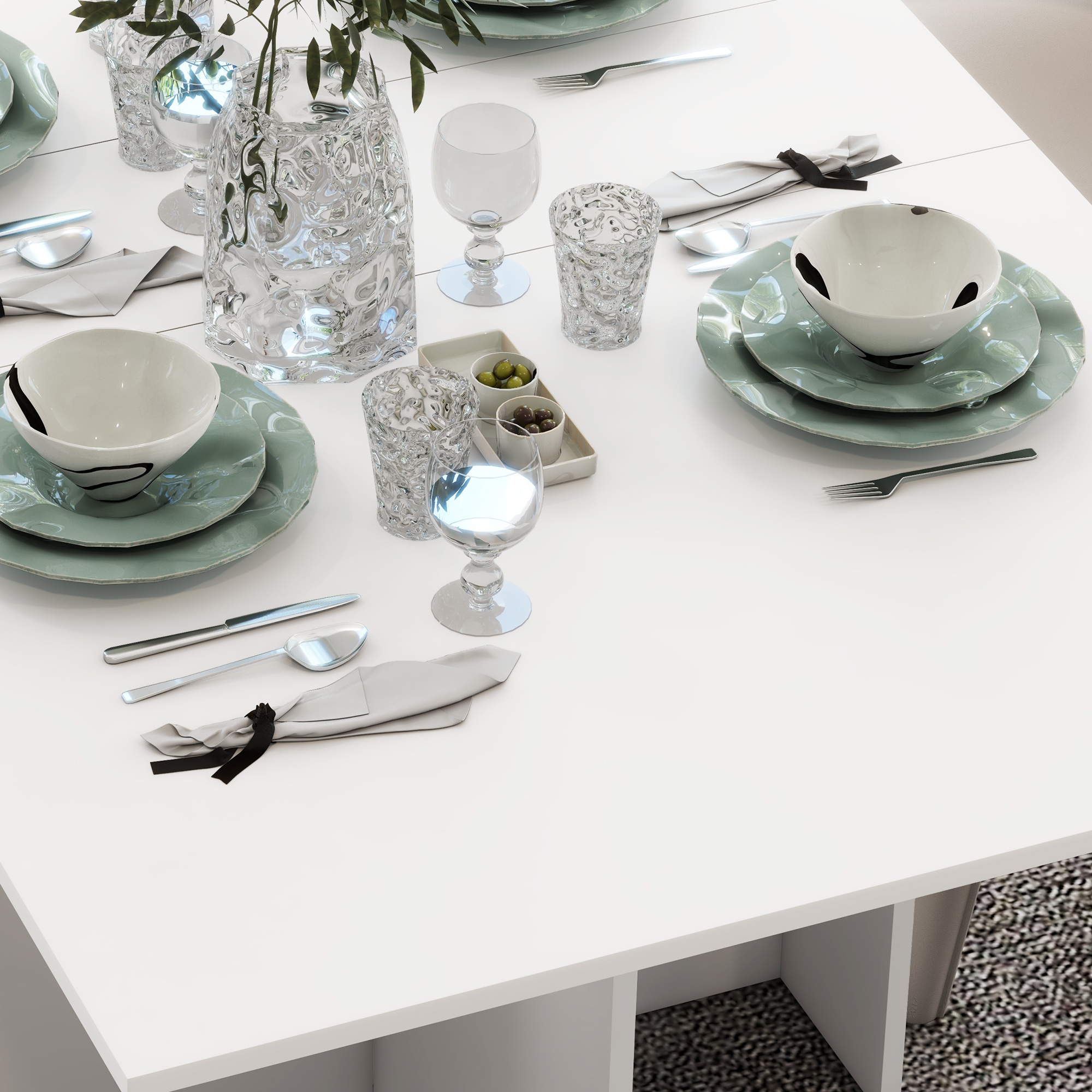 Folding Dining Table, 55" Drop Leaf Table for Small Spaces, Foldable Table with Storage Shelves for Kitchen, Dining Room, White - Image 5