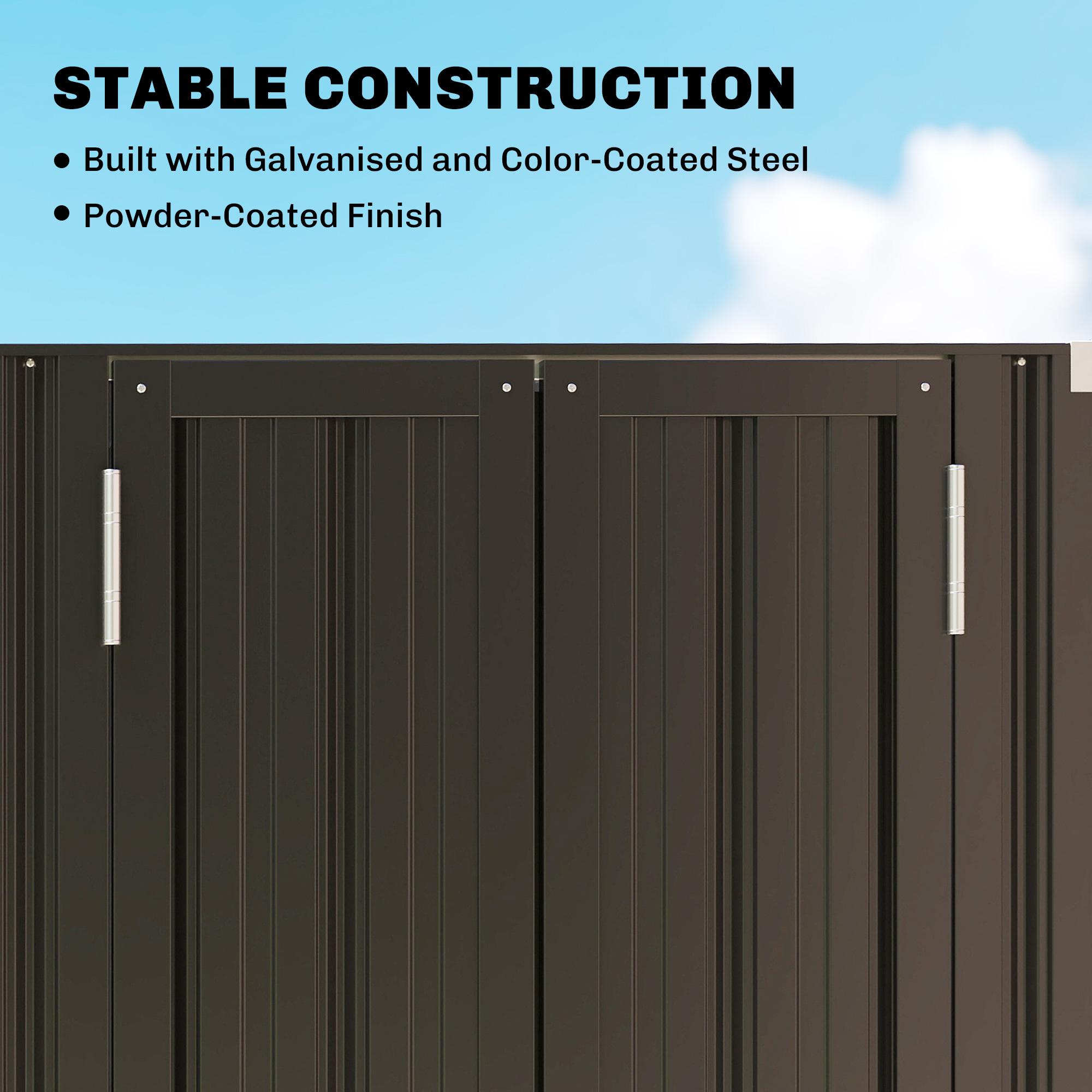 Outdoor Storage Shed with Adjustable Shelves Metal Garden Shed with Double Doors for Patio Balcony Garage - Image 4